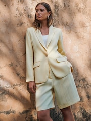 Yellow Crinkle Fabric Single Breasted Blazer - Image 2 of 7