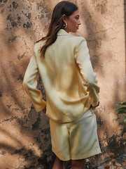 Yellow Crinkle Fabric Single Breasted Blazer - Image 3 of 7