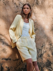 Yellow Crinkle Tailored Bermuda Shorts - Image 1 of 7
