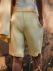 Yellow Crinkle Tailored Bermuda Shorts - Image 3 of 7