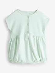 Green Short Sleeve Button Up Romper - Image 1 of 1
