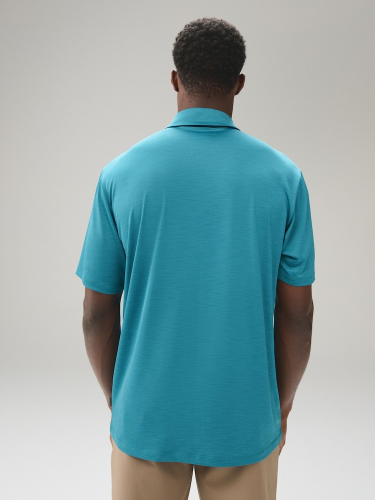 Teal Blue Active Golf Mesh Training Polo Shirt - Image 2 of 7