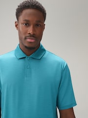 Teal Blue Active Golf Mesh Training Polo Shirt - Image 4 of 7