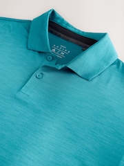 Teal Blue Active Golf Mesh Training Polo Shirt - Image 6 of 7