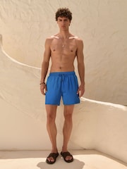 Bright Blue Textured 5 Inch Swim Shorts - Image 2 of 10