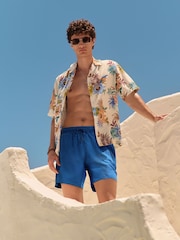 Bright Blue Textured 5 Inch Swim Shorts - Image 3 of 10