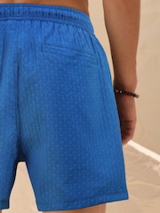 Bright Blue Textured 5 Inch Swim Shorts - Image 6 of 10