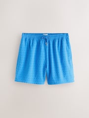 Bright Blue Textured 5 Inch Swim Shorts - Image 7 of 10