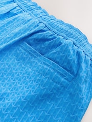 Bright Blue Textured 5 Inch Swim Shorts - Image 9 of 10