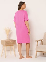Yours Curve Pink Mon Cheri Sleeptee Nightdress - Image 3 of 5