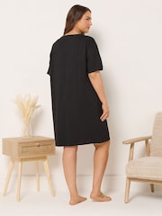 Yours Curve Black Sleep All Day Sleeptee Nightdress - Image 2 of 5