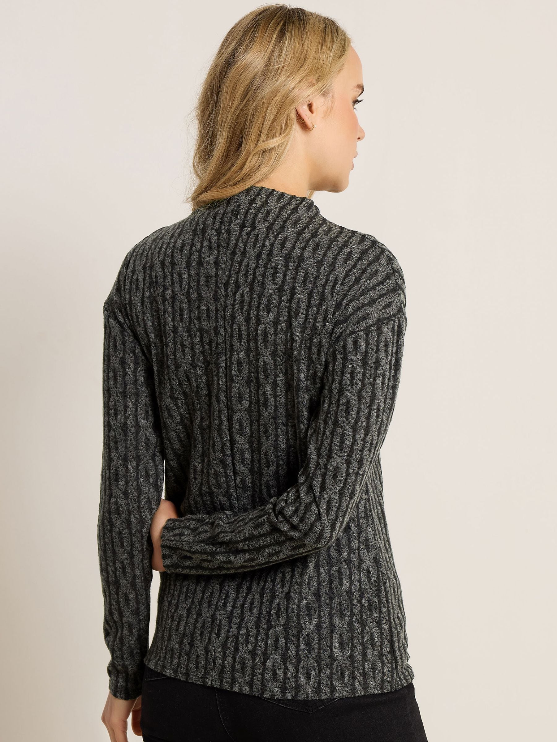 Buy Long Tall Sally Grey Cable Funnel Neck Top from Next USA