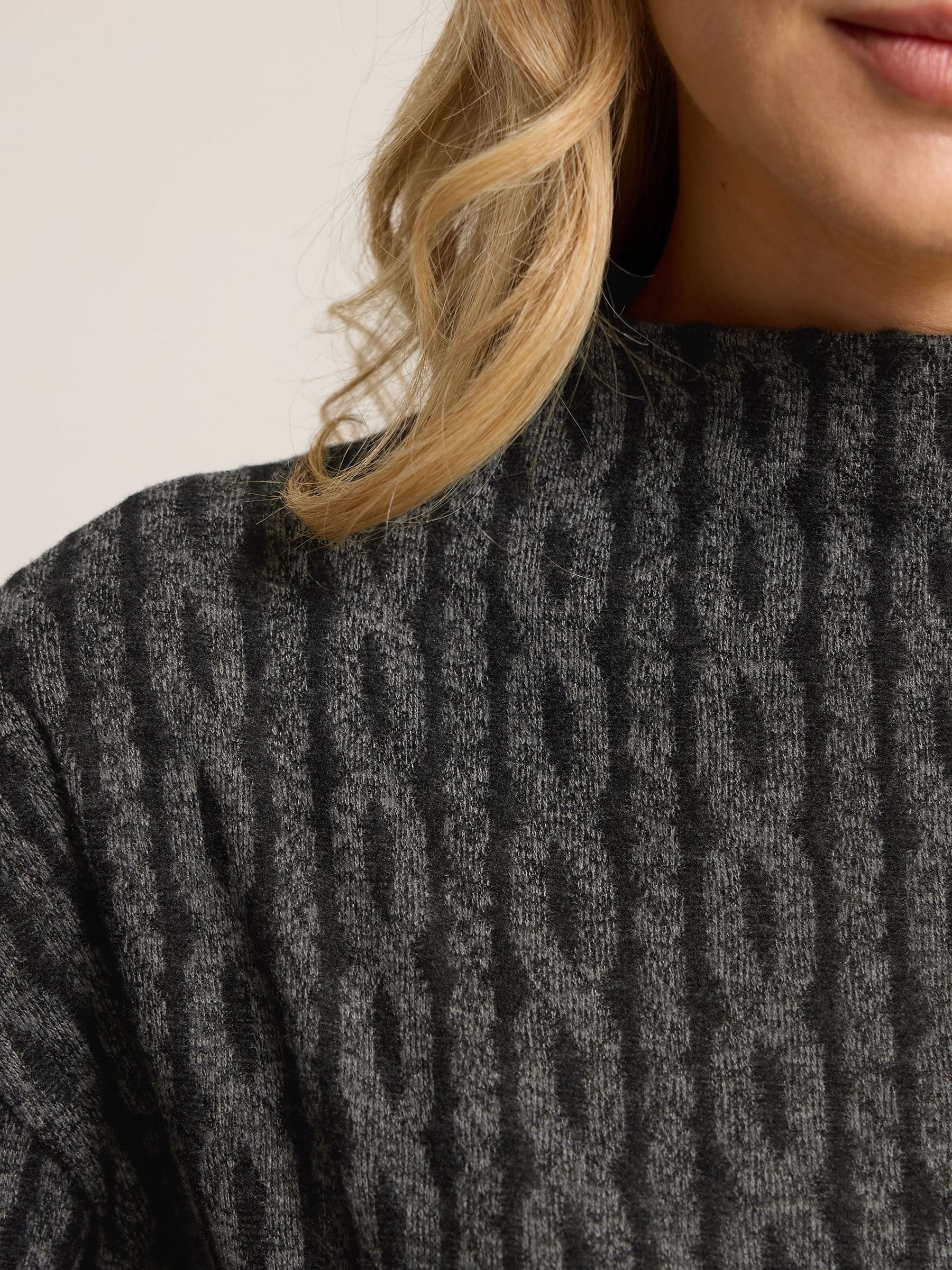 Buy Long Tall Sally Grey Cable Funnel Neck Top from Next USA