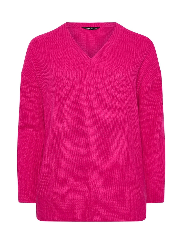 Yours Curve Pink Drop Shoulder Jumper - Image 5 of 5 Yours Curve Pink Drop Shoulder Jumper - Image 5 of 5