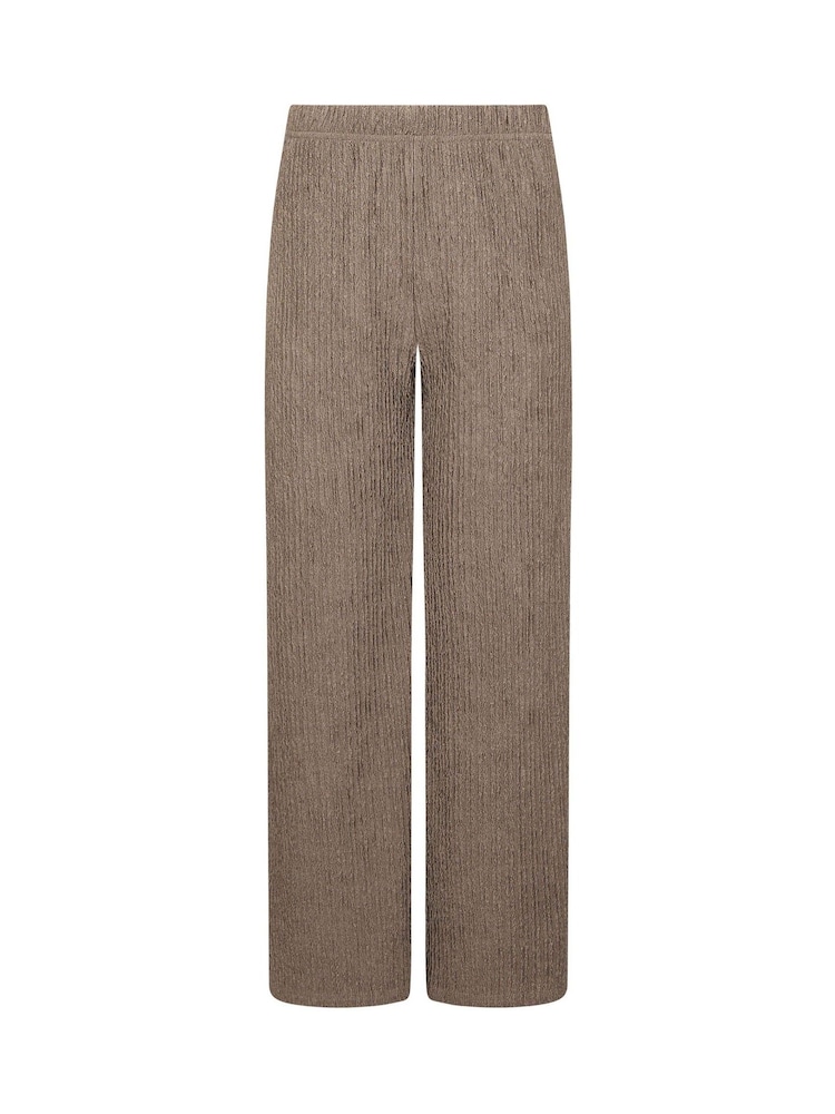 PixieGirl Petite Brown Textured Wide Leg Trousers - Image 5 of 5 PixieGirl Petite Brown Textured Wide Leg Trousers - Image 5 of 5