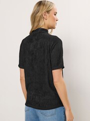 Long Tall Sally Black Textured Funnel Neck Top - Image 3 of 5