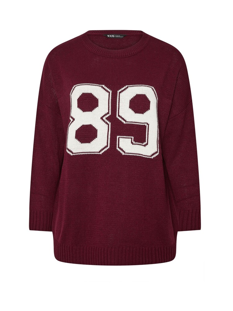 Yours Curve Red Varsity Slogan Jumper - Image 4 of 4