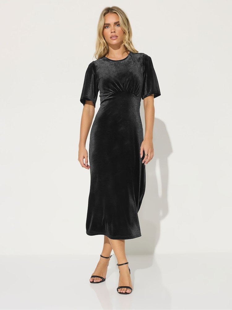PixieGirl Petite Velour Empire Midi Dress - Imagen 1 de 5