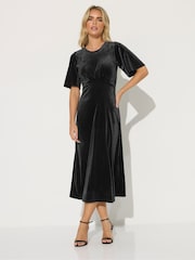 PixieGirl Petite Velour Empire Midi Dress - Imagen 2 de 5