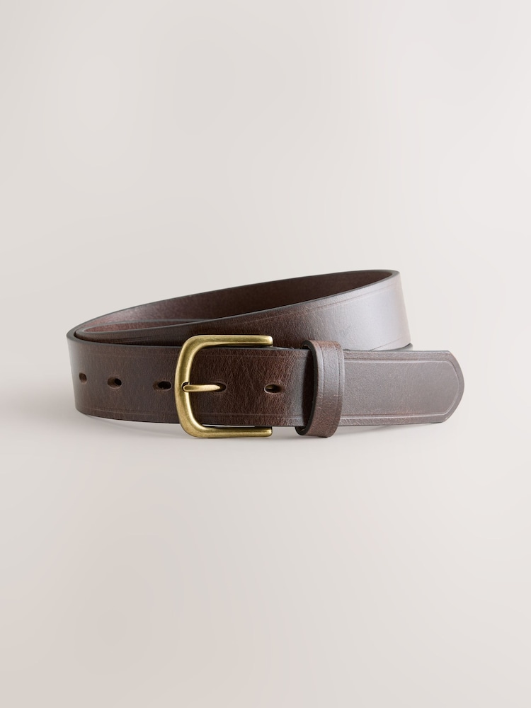 Chocolate Brown Casual Leather Belt - Image 1 of 3