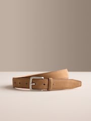 Tan Brown Signature Nubuck Leather Belt Made In Spain - Image 1 of 3