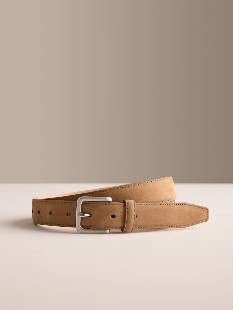Tan Brown Signature Nubuck Leather Belt Made In Spain - Image 1 of 3
