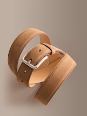 Tan Brown Signature Nubuck Leather Belt Made In Spain - Image 2 of 3