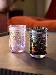 Set of 2 Lilac Purple Lustre Bat Halloween Pressed Tumbler Glasses - Image 1 of 3
