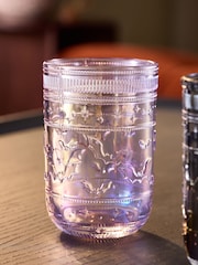 Set of 2 Lilac Purple Lustre Bat Halloween Pressed Tumbler Glasses - Image 2 of 3