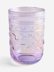Set of 2 Lilac Purple Lustre Bat Halloween Pressed Tumbler Glasses - Image 3 of 3