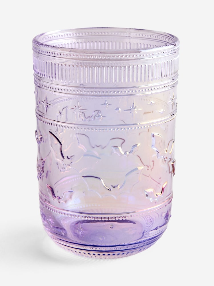 Set of 2 Lilac Purple Lustre Bat Halloween Pressed Tumbler Glasses - Image 3 of 3 Set of 2 Lilac Purple Lustre Bat Halloween Pressed Tumbler Glasses - Image 3 of 3