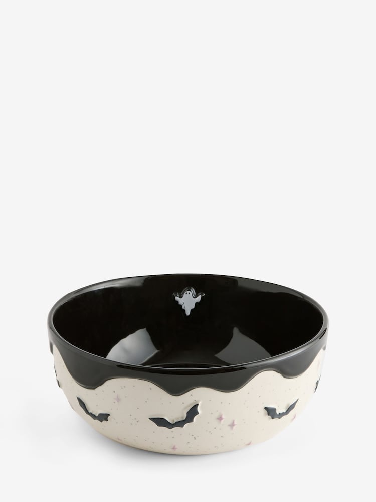 Monochrome Halloween Bat and Ghost Serving Bowl - Image 4 of 4 Monochrome Halloween Bat and Ghost Serving Bowl - Image 4 of 4