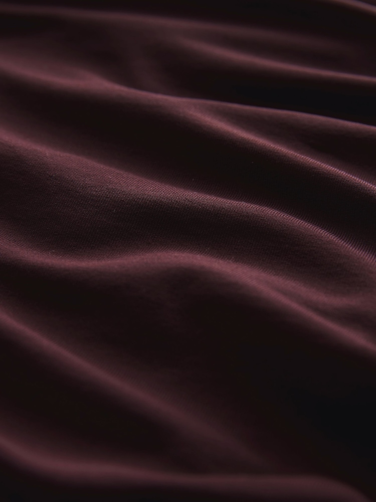 Burgundy Red Soft Touch Slinky Nylon One Shoulder Hardware Top - Image 2 of 3 Burgundy Red Soft Touch Slinky Nylon One Shoulder Hardware Top - Image 2 of 3