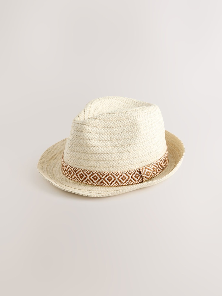 Neutral Brown Trilby Hat - Image 1 of 5 Neutral Brown Trilby Hat - Image 1 of 5