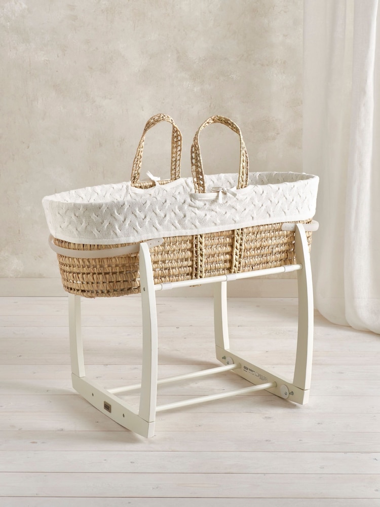 Mamas & Papas White Moses Cable Basket - Image 1 of 1 Mamas & Papas White Moses Cable Basket - Image 1 of 1