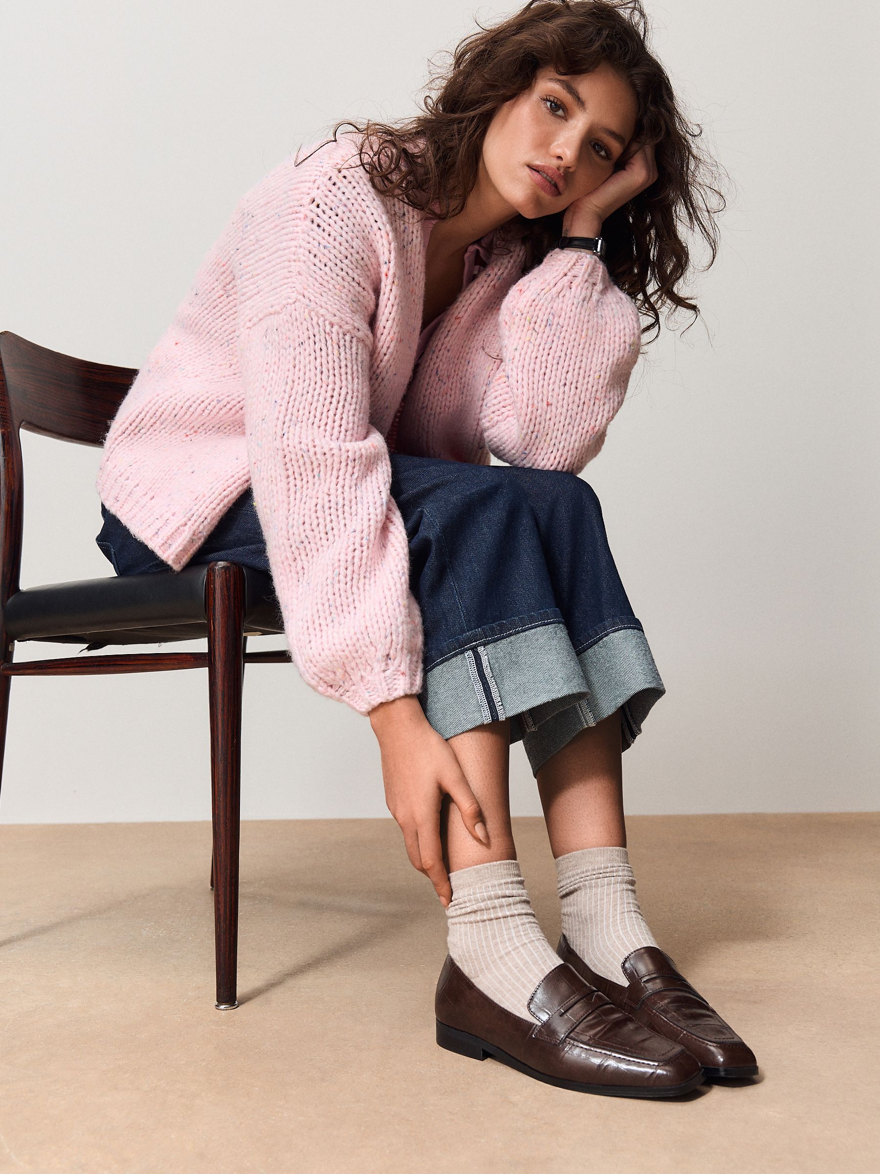 Buy Light Pink Neppy Soft Touch Chunky Knit Cardigan from Next Ireland