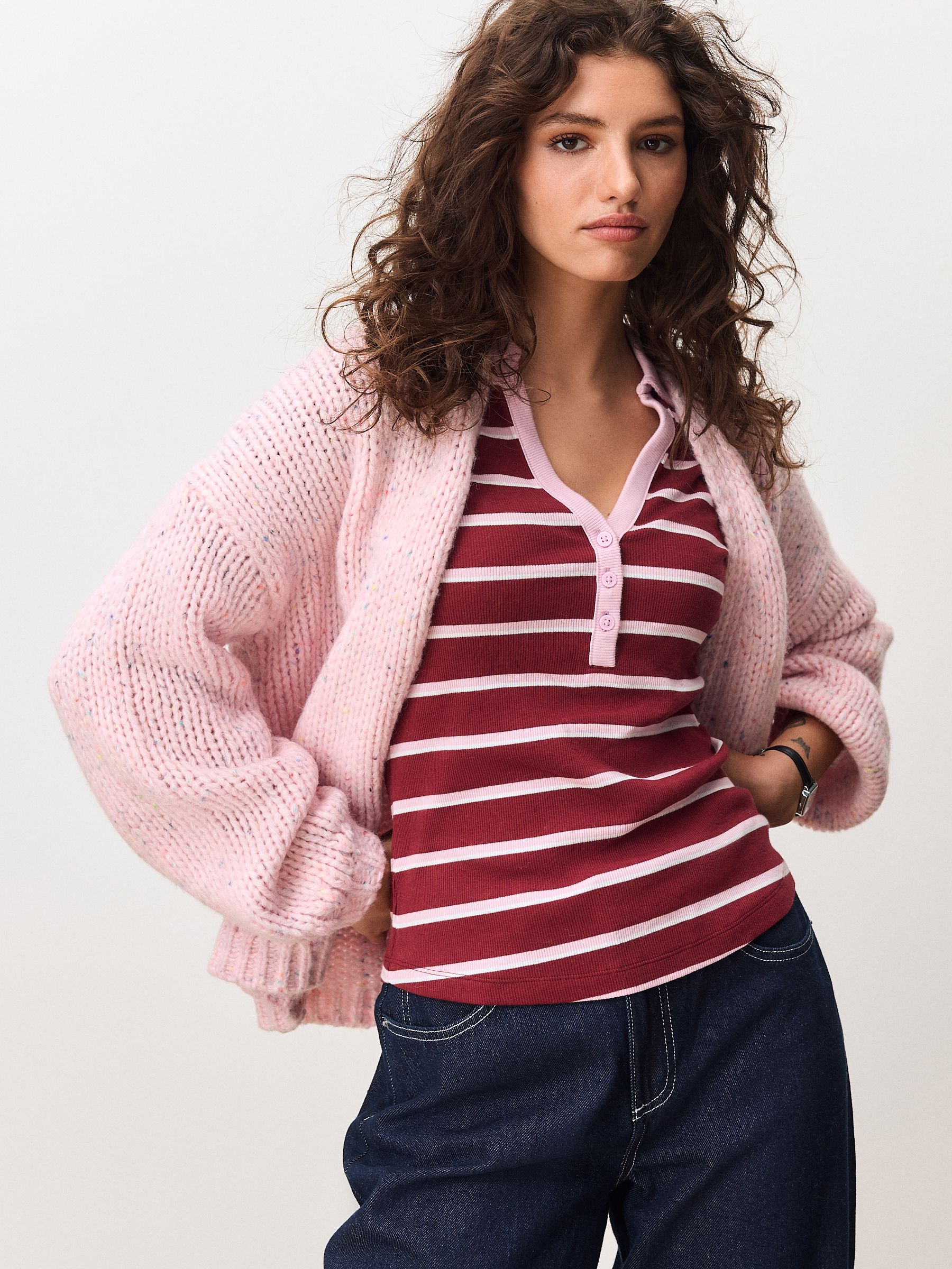 Buy Light Pink Neppy Soft Touch Chunky Knit Cardigan from Next Canada