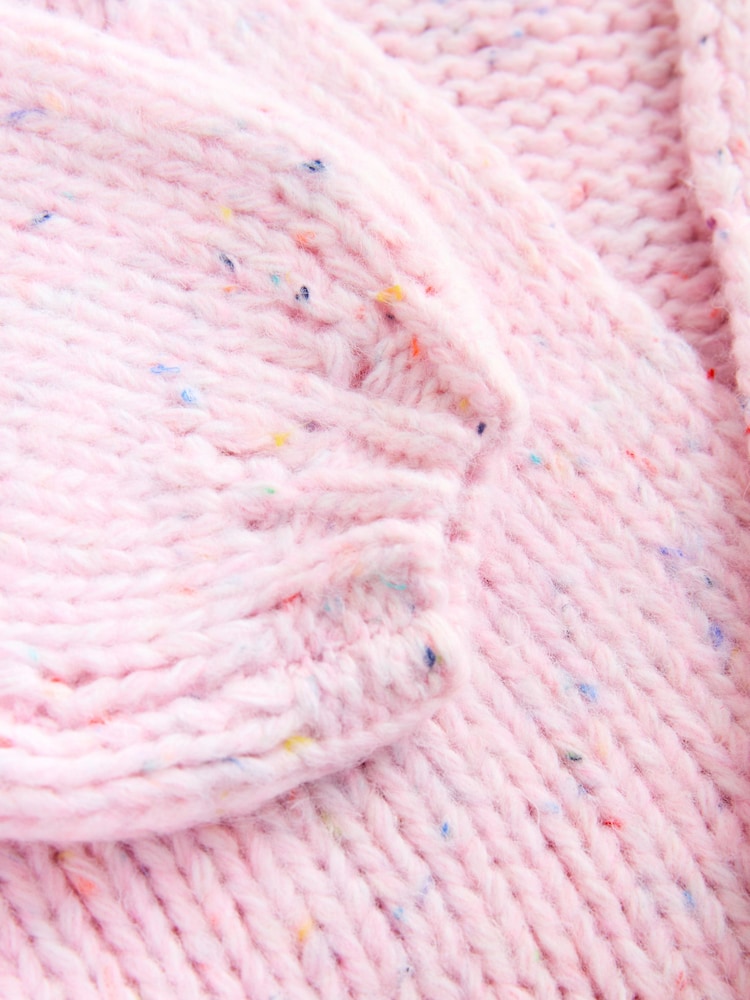 Light Pink Neppy Soft Touch Chunky Knit Cardigan - Image 3 of 3 Light Pink Neppy Soft Touch Chunky Knit Cardigan - Image 3 of 3