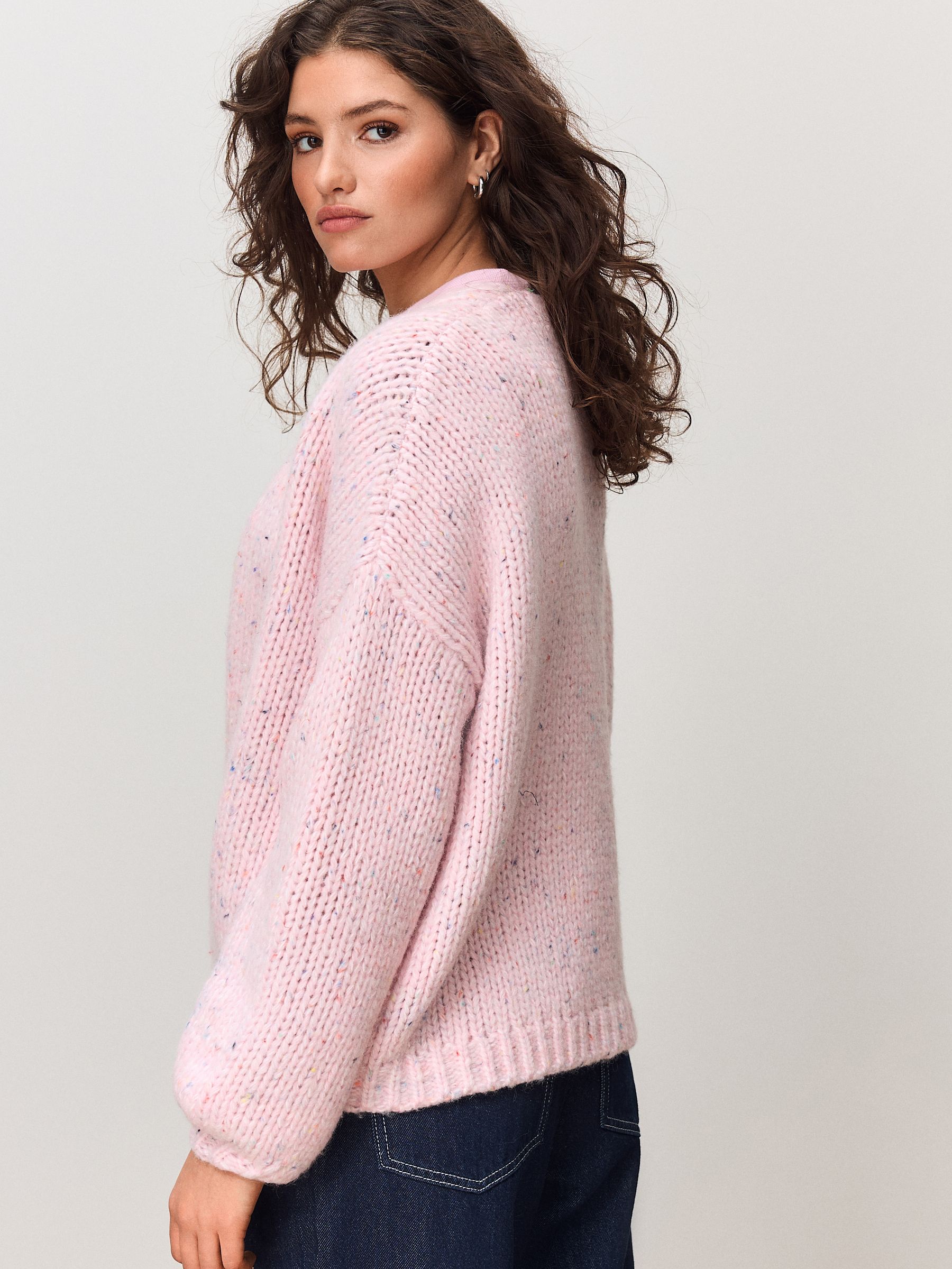 Buy Light Pink Neppy Soft Touch Chunky Knit Cardigan from Next Canada