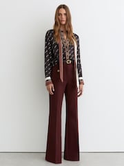 Reiss Black Lydia Chain-Print Tie-Neck Shirt - Image 1 of 5