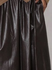 Religion Brown Sophie Full Maxi Skirt In Faux Leather With Pockets - Image 4 of 5