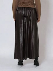 Religion Brown Sophie Full Maxi Skirt In Faux Leather With Pockets - Image 5 of 5
