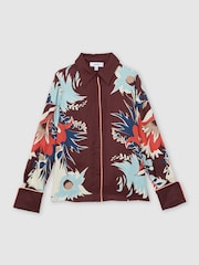 Reiss Burgundy Lia Printed Button-Through Shirt - Image 2 of 6