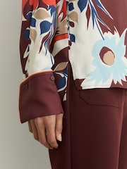 Reiss Burgundy Lia Printed Button-Through Shirt - Image 4 of 6