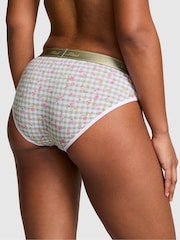 Victoria's Secret PINK Green Gingham Floral Print Hipster Cotton Logo Knickers - Image 2 of 2
