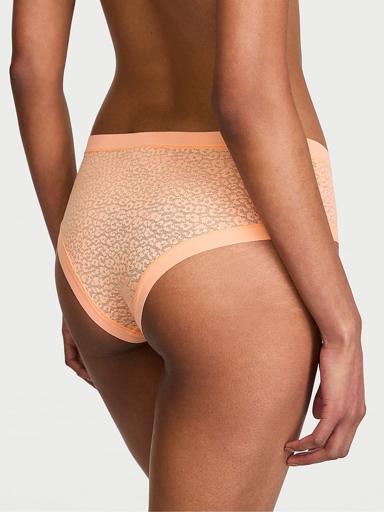 Victoria's Secret Sunlit Apricot Orange Cheeky Leopard Lace Knickers - Image 2 of 3