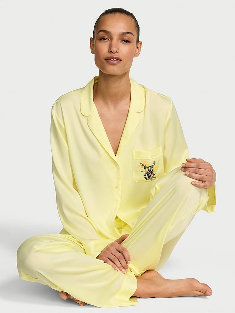Victoria's Secret Lemonade Yellow Satin Long Pyjamas Set - Image 1 of 3