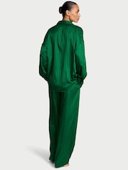 Victoria's Secret Pine Green Stripe  Satin Oversized Long Pyjama Set - Image 2 of 3