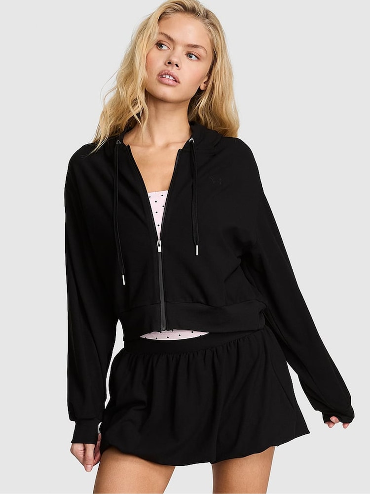 Victoria's Secret Pink Black Cropped Hoodie - Image 1 of 2 Victoria's Secret Pink Black Cropped Hoodie - Image 1 of 2