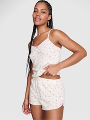 Victoria's Secret Pink White Floral Print Pointelle Short Pyjama Bottoms - Image 1 of 3